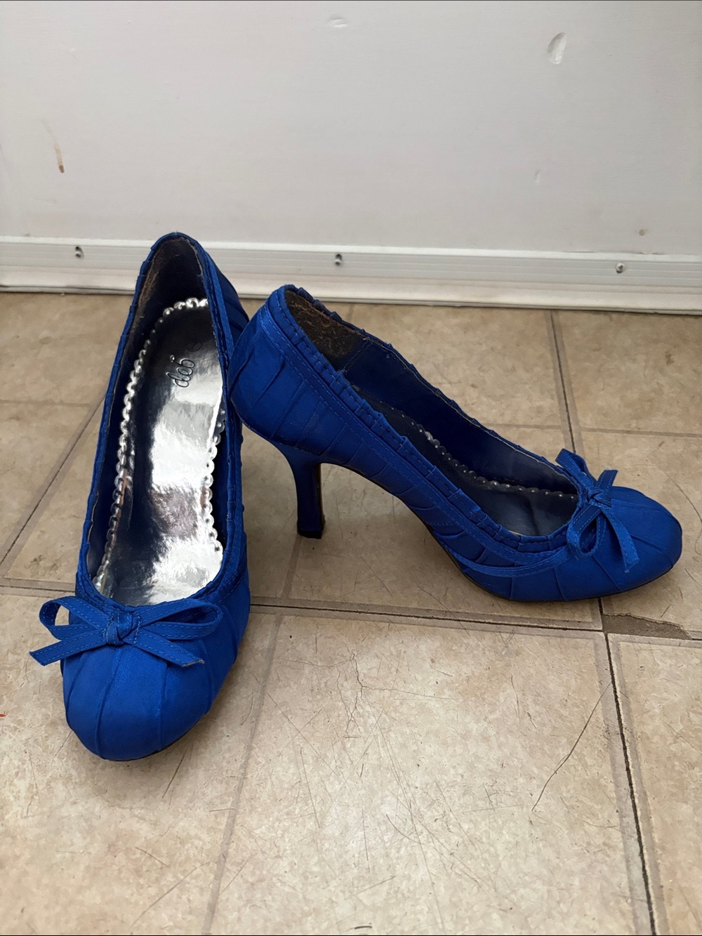 Royal blue heels with bow